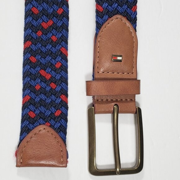 Tommy Hilfiger Belt Blue Men's Medium 36/90 Preppy Woven Fabric Web - Picture 2 of 6